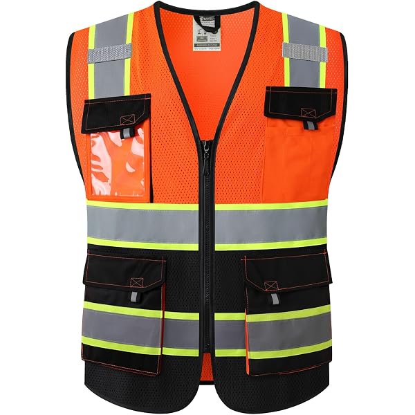 TopTie Hi-Vis Construction Work Surveyor Vest, Multi Pockets
